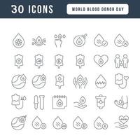 Vector Line Icons of World Blood Donor Day