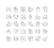 Set of linear icons of Heart Defect vector