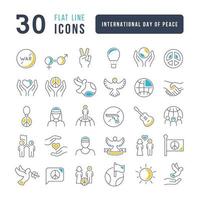 Set of linear icons of International Day of Peace vector