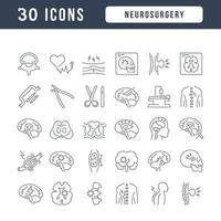 conjunto de iconos lineales de neurocirugía vector