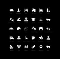 Set of simple icons of Running of the Bulls vector