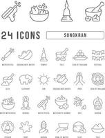 Vector Line Icons of Songkran