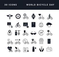 vector iconos simples del día mundial de la bicicleta