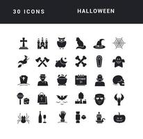 Set of simple icons of Halloween vector