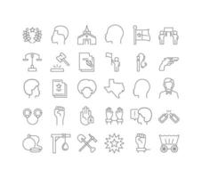 Set of linear icons of Juneteenth vector