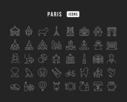 Set of linear icons of Paris vector