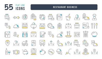 conjunto de iconos lineales del negocio de los restaurantes vector