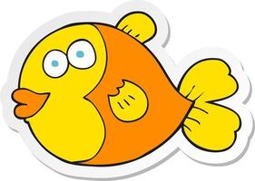 sticker of a cartoon fish vector