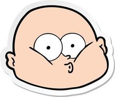 sticker of a cartoon curious bald man vector