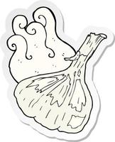 sticker of a cartoon garlic vector