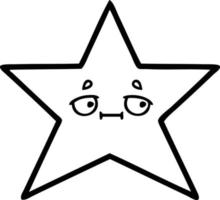 pez estrella de dibujos animados de dibujo lineal vector