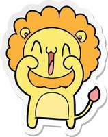 sticker of a happy cartoon lion vector