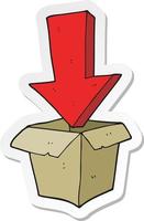 sticker of a cartoon empty box with arrow vector