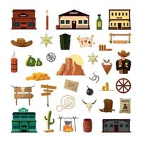 Set of Wild West Elements vector