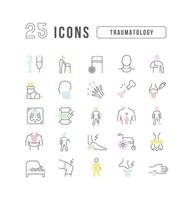 Set of linear icons of Traumatology vector