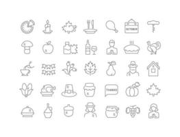 Set of linear icons of Thanksgiving Day vector