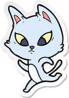 sticker of a confused cartoon cat vector