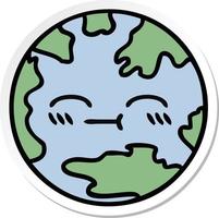 sticker of a cute cartoon planet earth vector