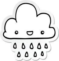 sticker of a cartoon storm cloud vector