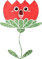 retro illustration style cartoon flower vector