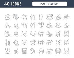 conjunto de iconos lineales de cirugía plástica vector