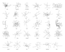 Set of Linear Subway Maps vector