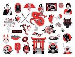 Collection Objects of Japanese Culture vector