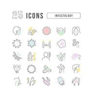 Set of linear icons of Infectology vector