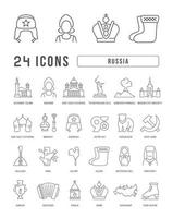 Set of linear icons of Russia vector