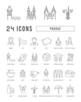 Set of linear icons of Prague vector