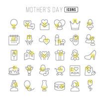 Set of linear icons of Mother's Day vector