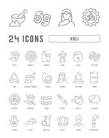 Vector Line Icons of Holi