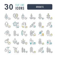 Set of linear icons of Groats vector