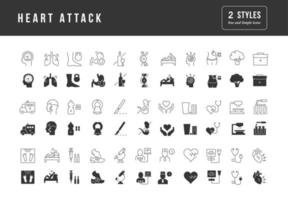 Set of simple icons of Heart Attack vector