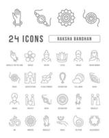 Set of linear icons of Raksha Bandhan vector