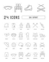 Set of linear icons of Ski Sport vector