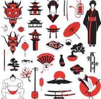 Collection Objects of Japanese Culture vector