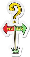 sticker of a cartoon yes and no sign vector