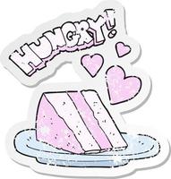 retro distressed sticker of a cartoon lovely cake vector