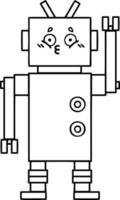 line drawing cartoon robot vector