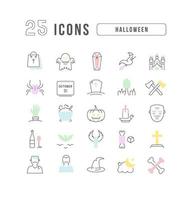 Set of linear icons of Halloween vector