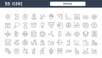 Set of linear icons of Physics vector