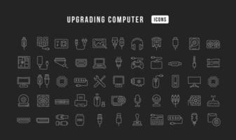 Set of linear icons of Upgrading Computer vector