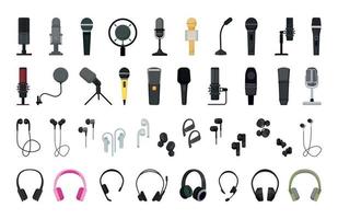 conjunto de micrófonos y auriculares vector