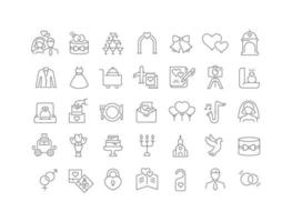 Set of linear icons of Wedding vector