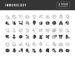 conjunto de iconos simples de inmunología vector