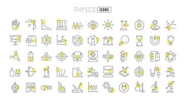 Set of linear icons of Physics vector