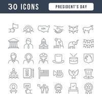 Set of linear icons of Presidents Day vector