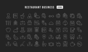 conjunto de iconos lineales del negocio de los restaurantes vector