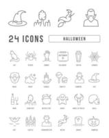 Set of linear icons of Halloween vector